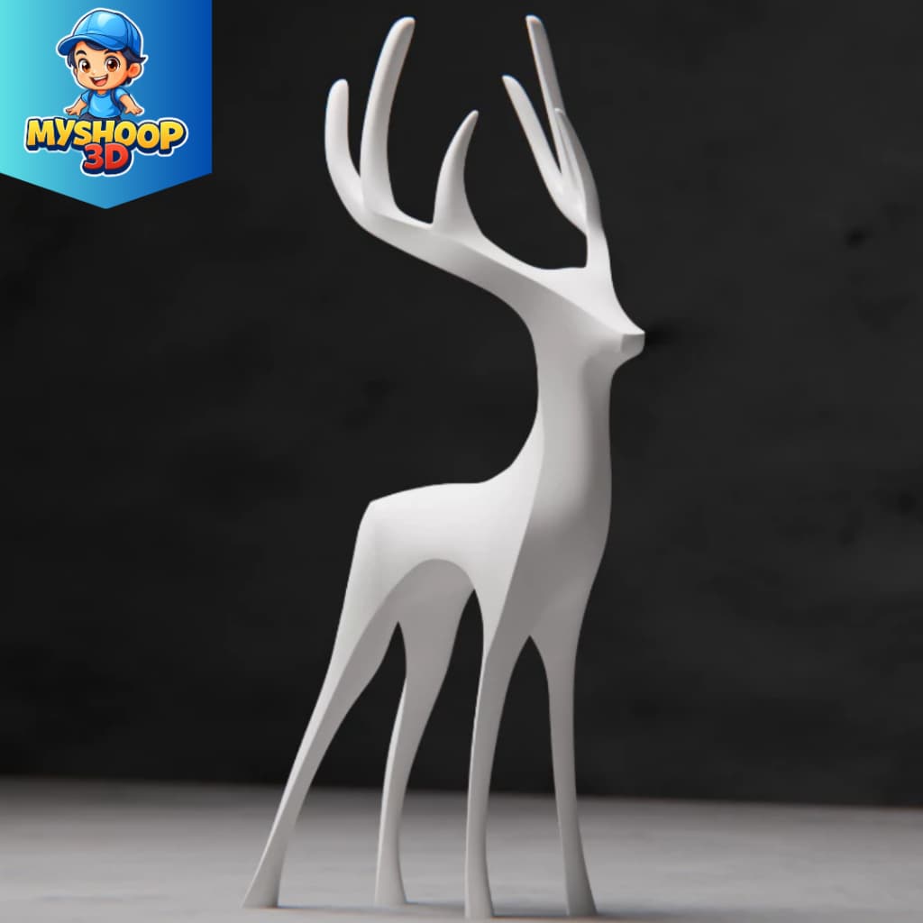 Escultura de Cervo 10cm Minimalista – Decoração Moderna para Sala, Escritório e Quarto | Impressão 3D
