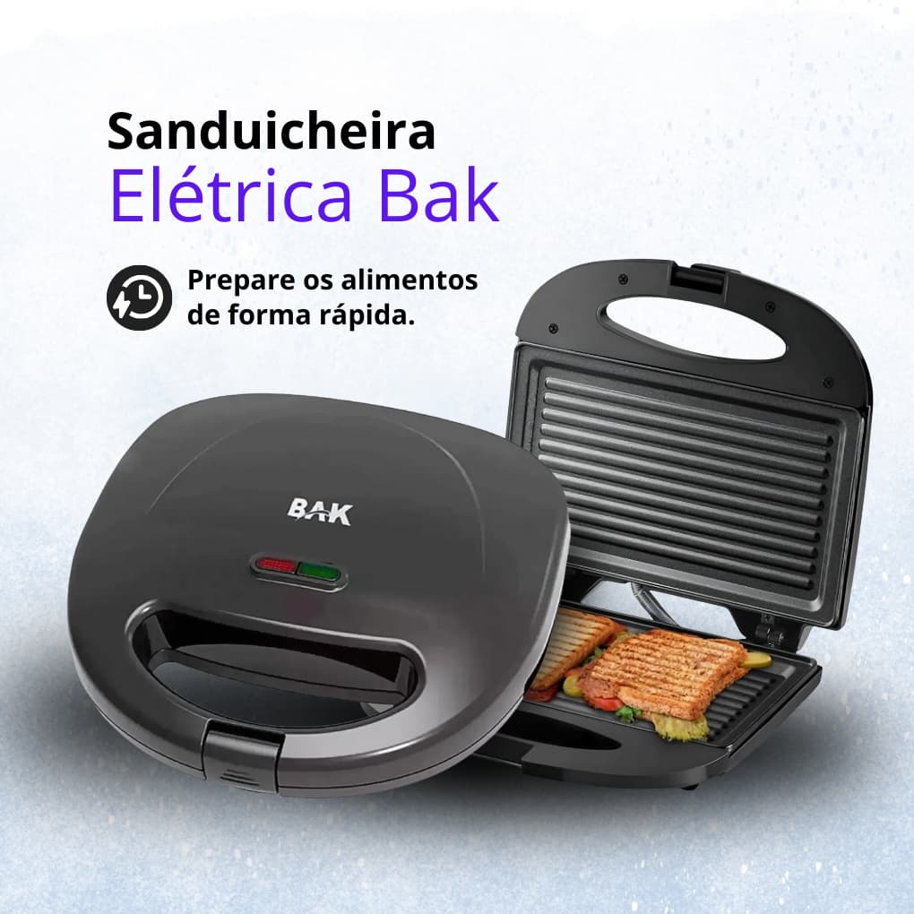 Sanduicheira Elétrica Antiaderente 750w Bak 110V