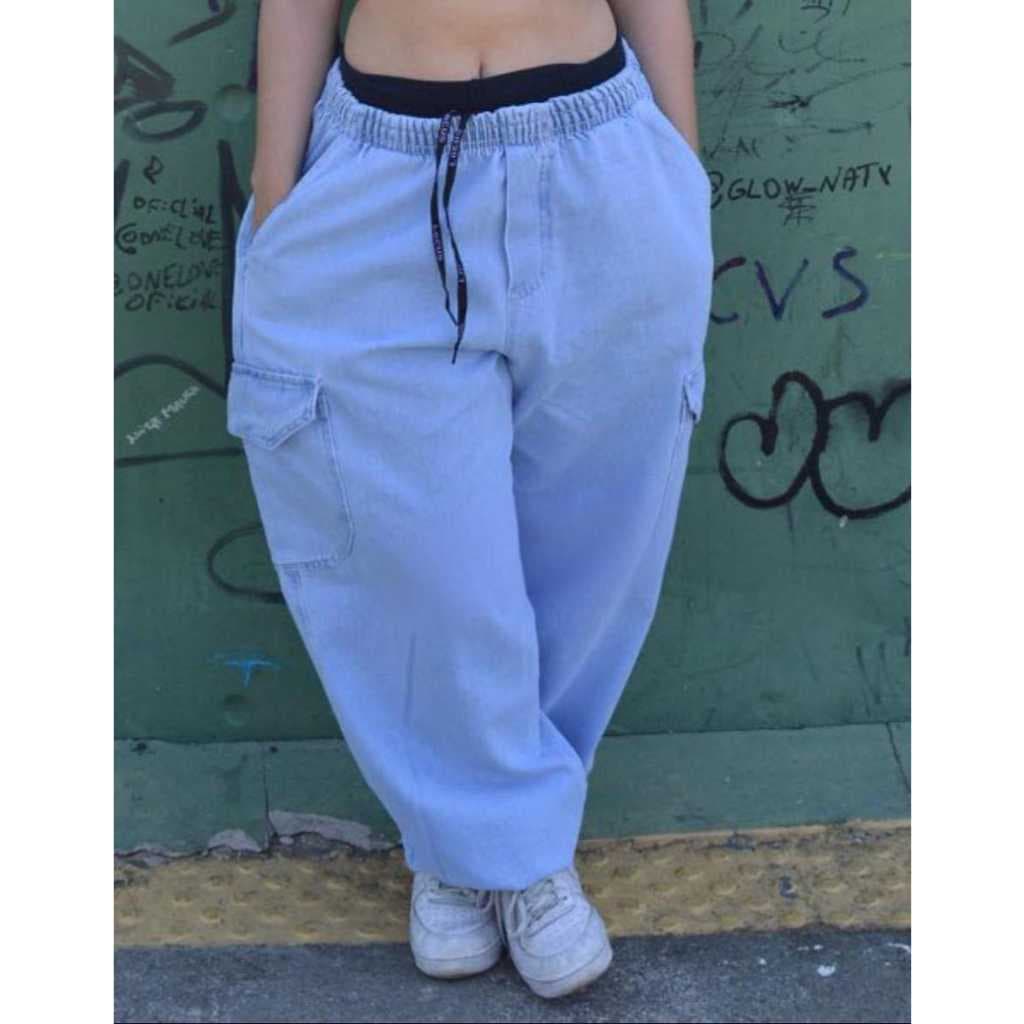 Calça cargo jeans unissex versátil stretti