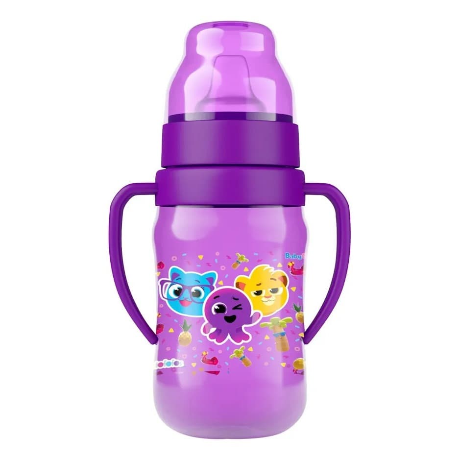Copo Transição Bolofofos Infantil 400ml C/alça Violeta Bolofofos