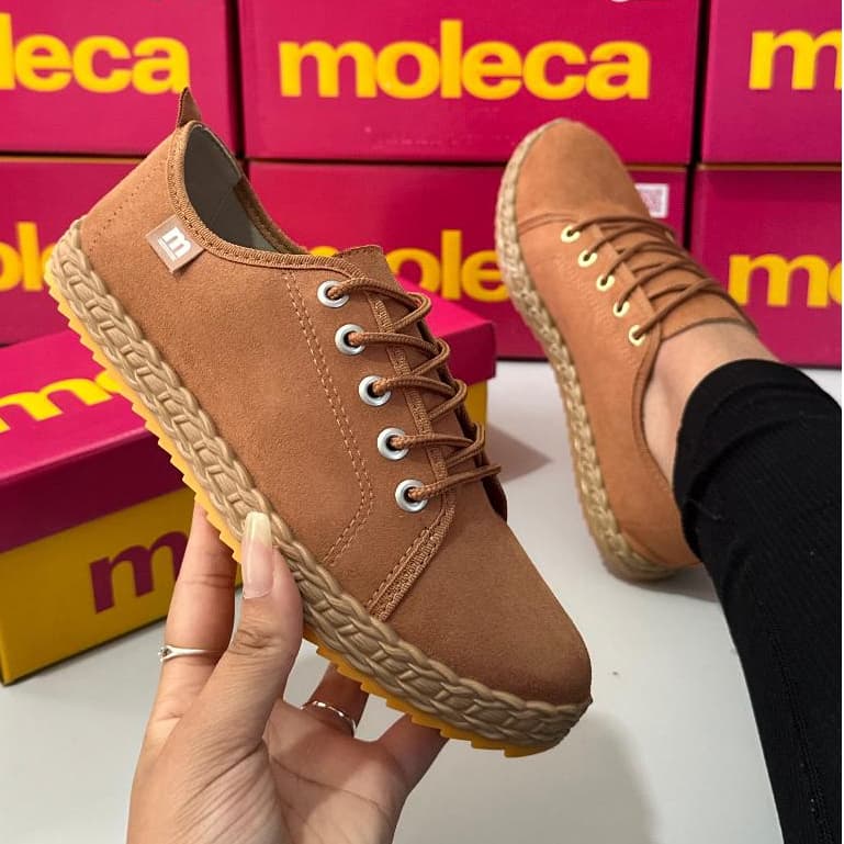 Tênis Moleca Feminino Sapato Casual Dia a Dia Camurça Flex Confortável Macio
