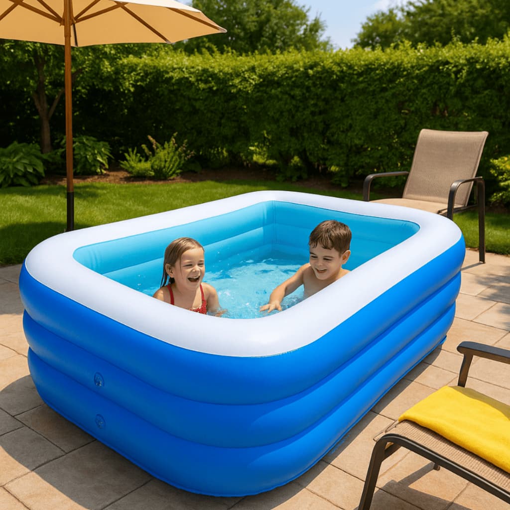 Piscina Inflável Infantil Plástico Resistente Banheira Retangular Redonda Brinquedo Jardim Quintal