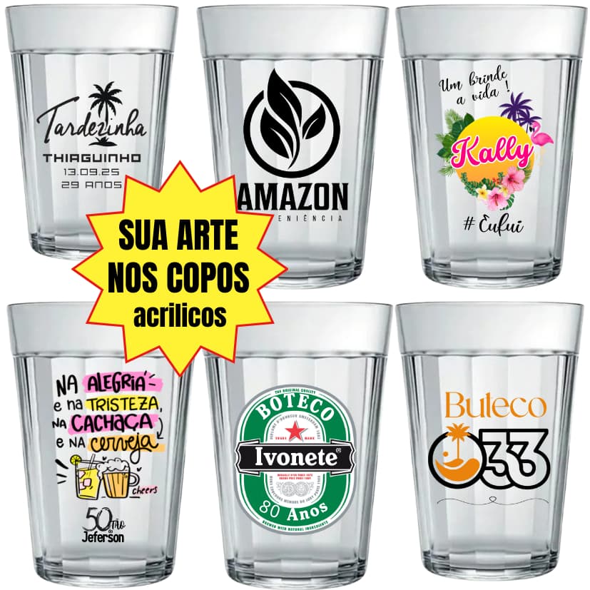 Kit Copo Americano Personalizado Acrílico 190Ml Tipo Lagoinha Americano 12 Unidades