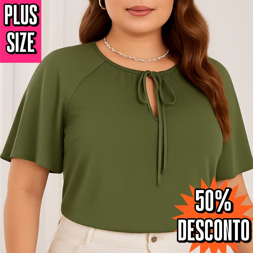 Blusa Feminina Plus size Elegante Social MANGA SOLTA Premium Passeio Trabalho Moda Evangélica Verão