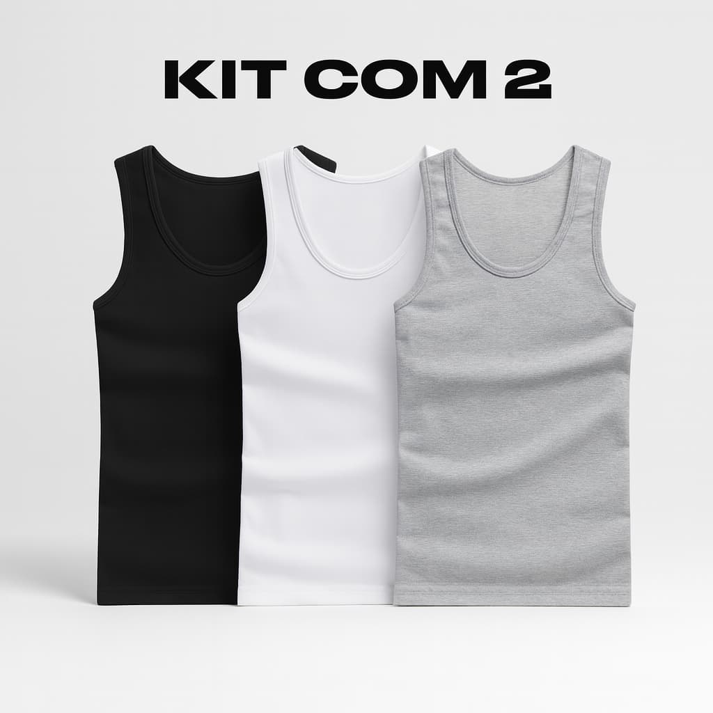 kit com 2 Regatas Caneladas americana básica