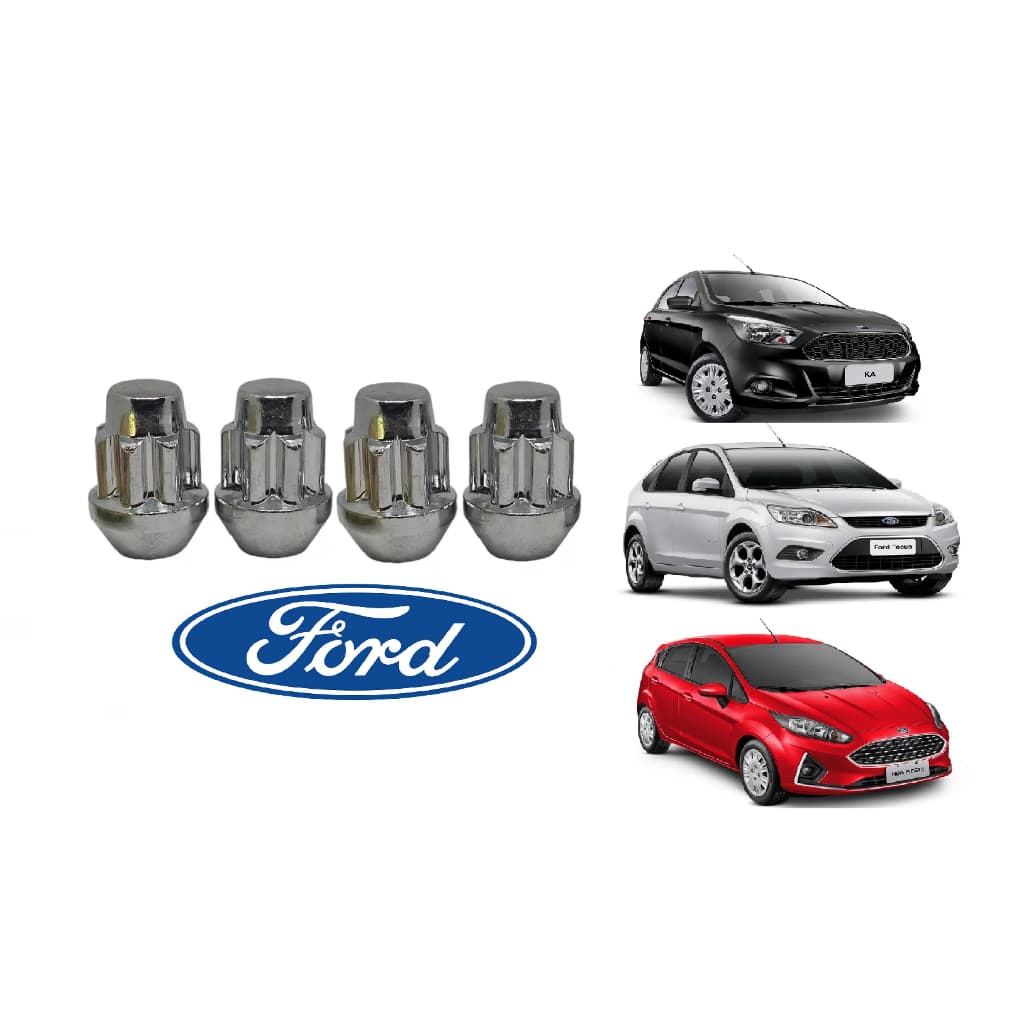 4 Porcas Anti Furto P/ Roda Fiesta, Focus, Fusion, Ka Fiesta