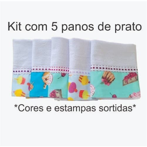 5 Panos de Prato Barrado Premium Atacado Kit