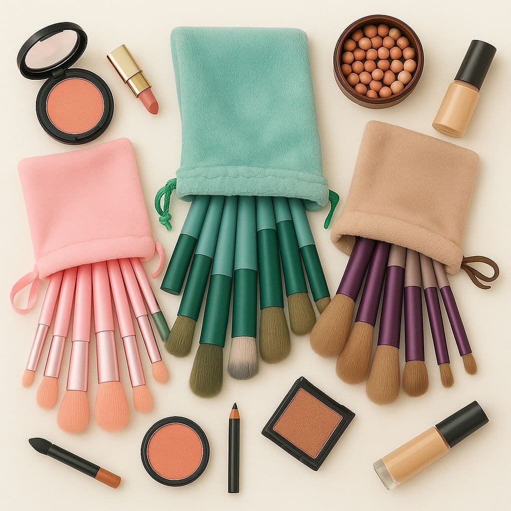 Kit Pincel para Maquiagem com 13 Unidades nas Cores Roxo, Rosa, Verde - Acessórios de Beleza, Utensilios de Maquiagem