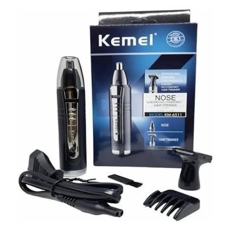 Maquina 2 In 1 Barbeador Reparador de Neriz e Barba Kemei Recarregável Profissional Km6511 KM- 6511