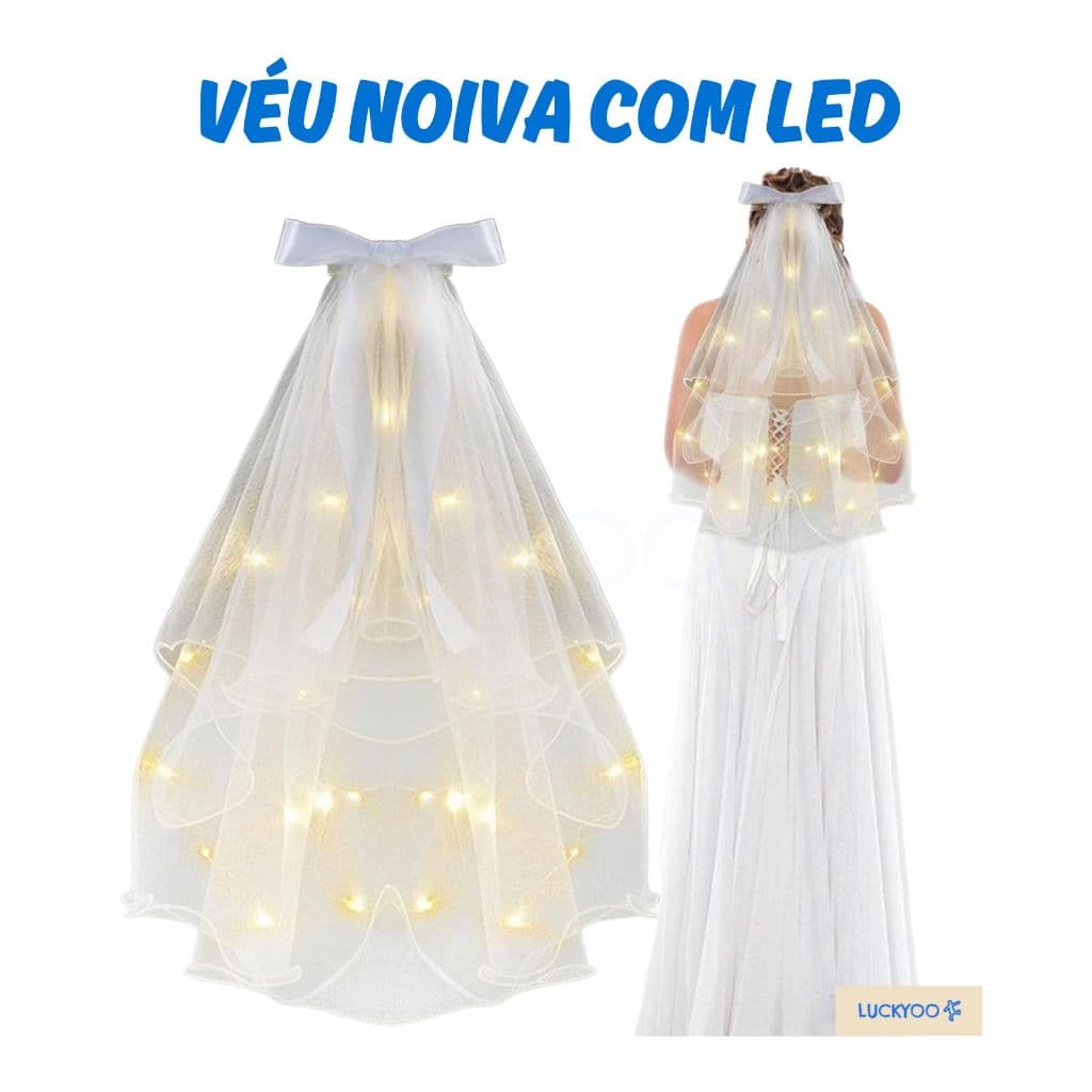 Véu de Noiva com Luz de LED Acessório de Cabelo para Fantasia de Cosplay Festa de Halloween Carnaval Eventos Otaku
