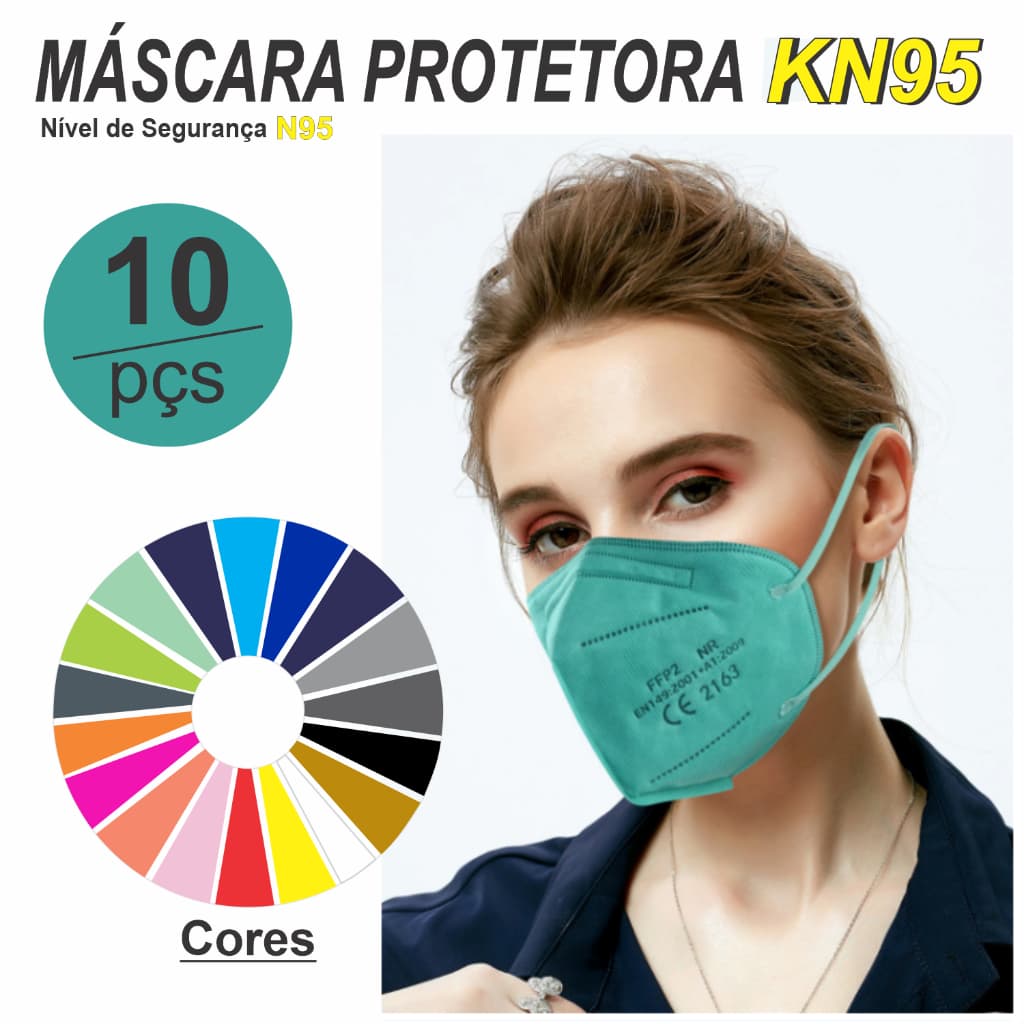 Máscara coloridas de Proteção Kn95 - Pff2 -  com filtro  ( N95 )