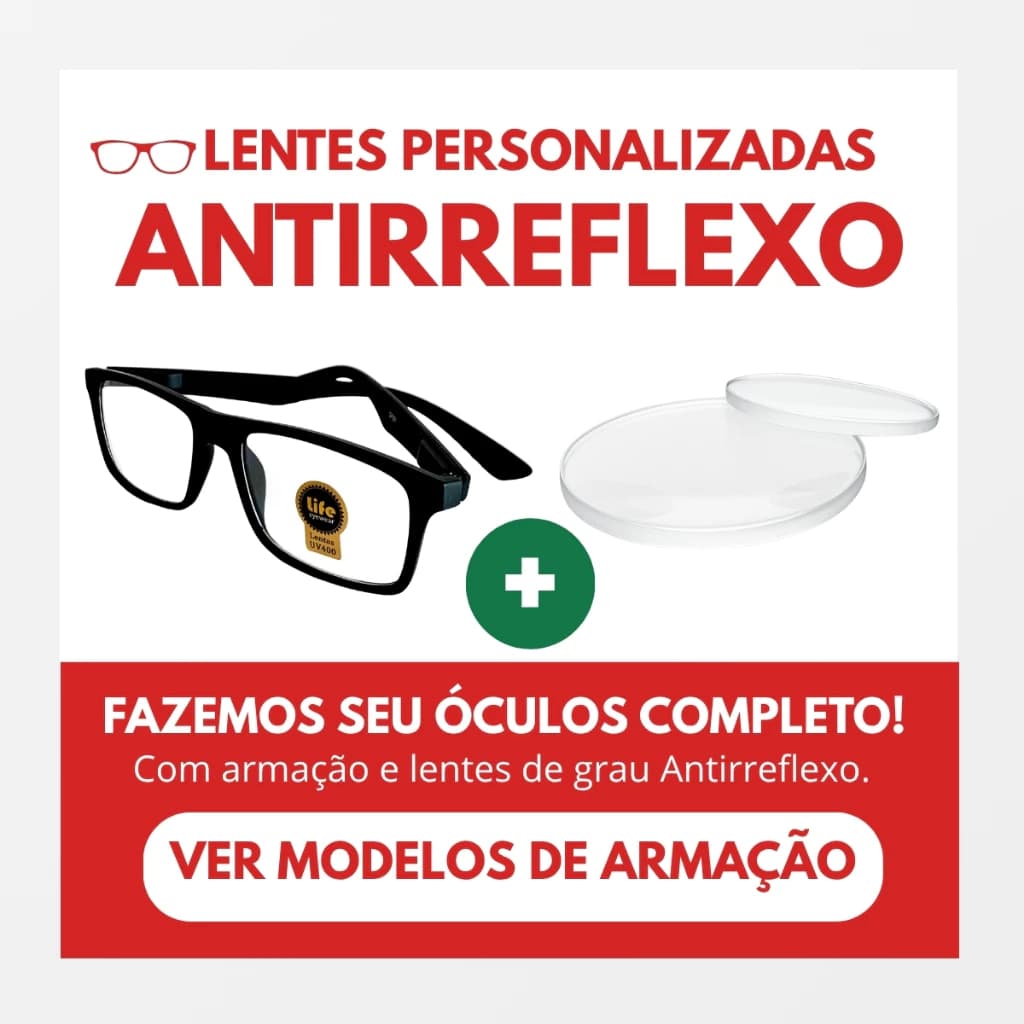 Óculos Completo Armação + lentes com garantia personalizado Antireflexo
