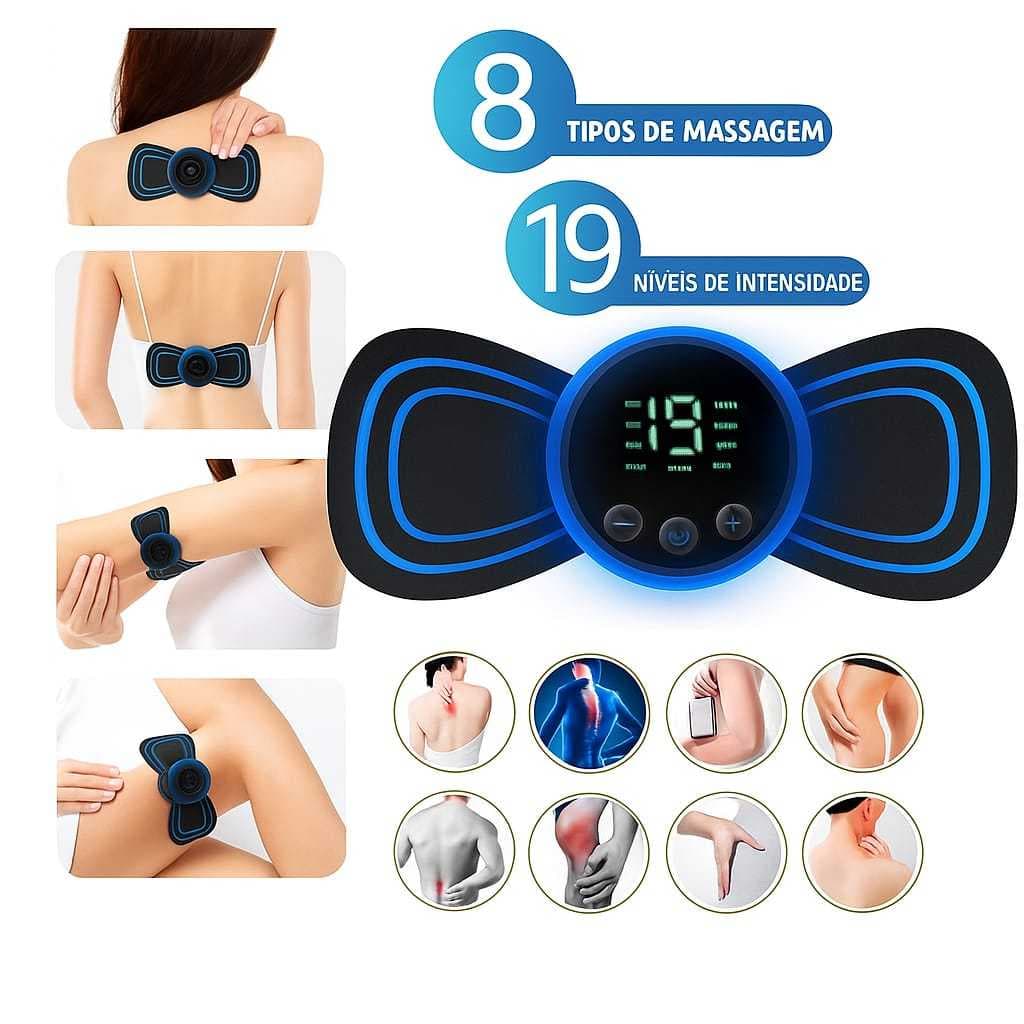 Massageador Elétrico EMS Sem Fio Portátil Recarregável Dor Pescoço Coluna Pernas