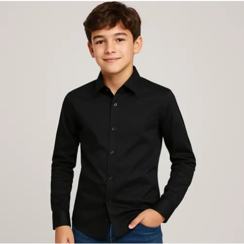 Camisa Social Infantil Premium Manga Longa em Várias Cores para Festas Casamento,Batizado, Formatura