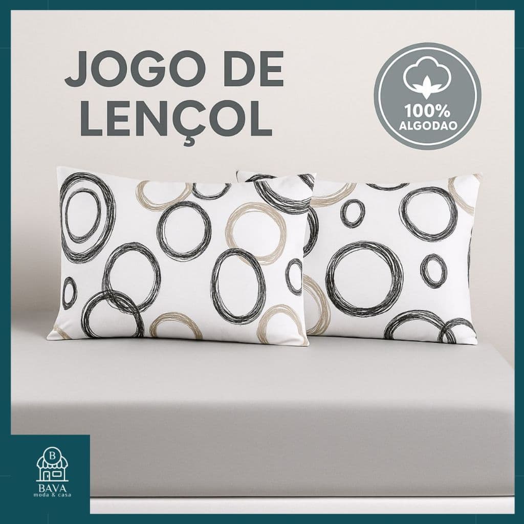 Kit 3 Peças Lençol Solteiro Bergamo Jogo de Lençol de Malha 100% Algodão C/ Elástico e Fronha.