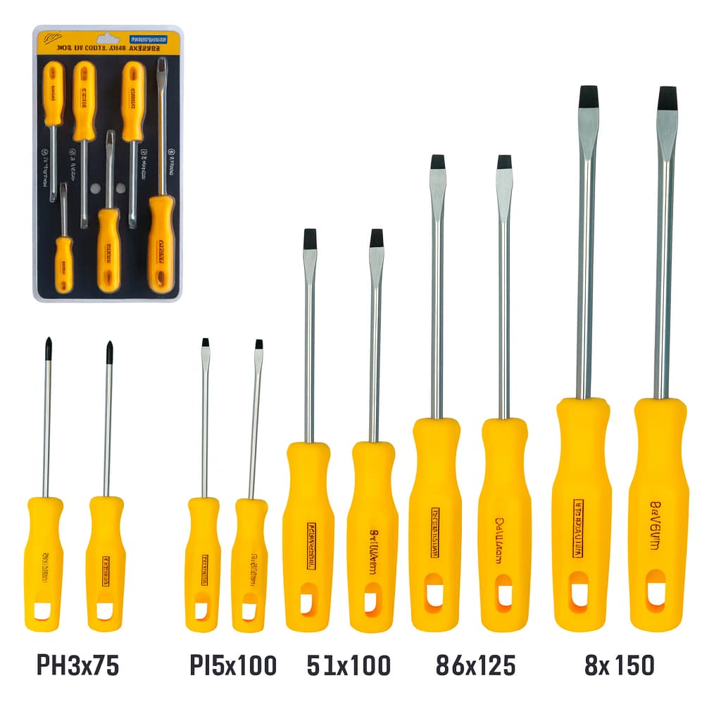 Jogo de 6 Chaves Philips Fenda Profissional Cabo Ergonômico Kit Ferramentas Manutenção Doméstica Oficina