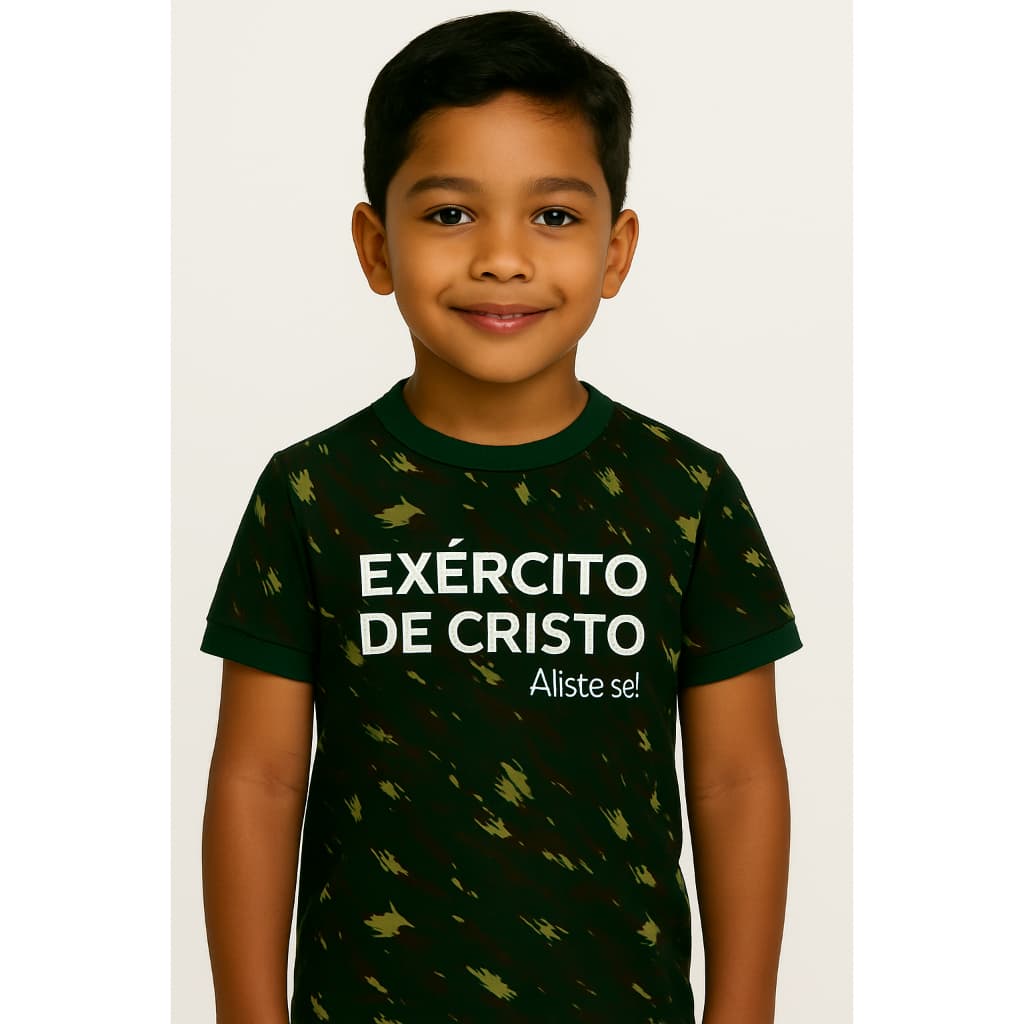 Camiseta Infantil Camuflada Exército de Cristo