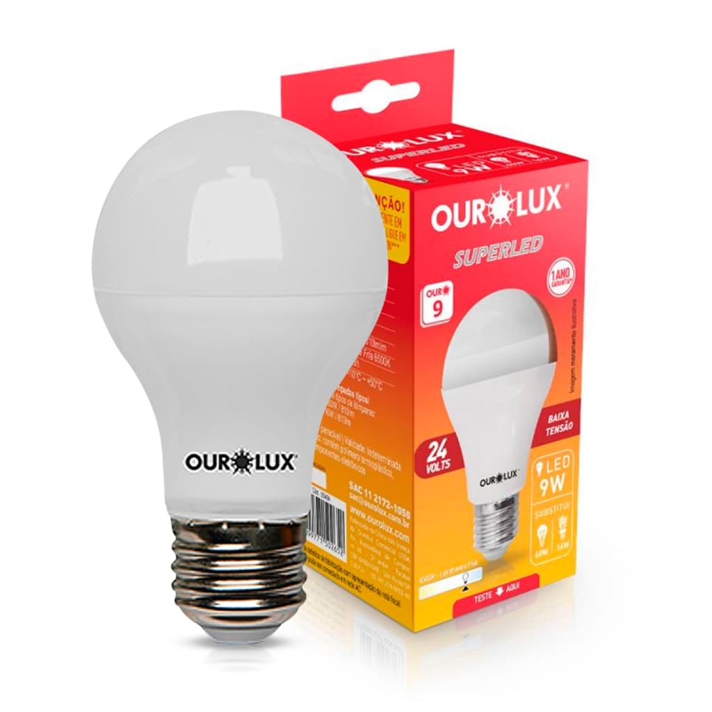 Lampada Ouro lux 9w 6500 luz branca e fria