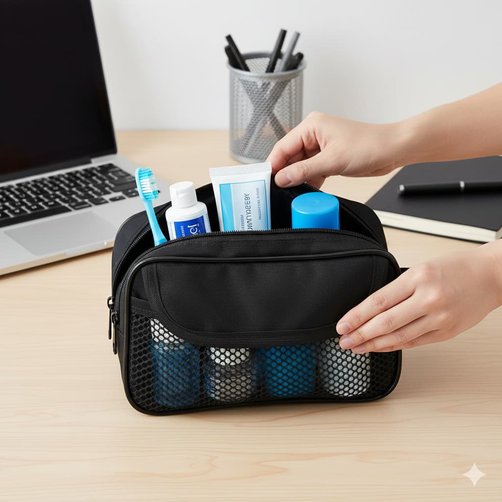 Necessaire Unissex Grande D’Lui | Lisa, Reforçada e Espaçosa com Alça de Mão – Viagem e Uso Diário