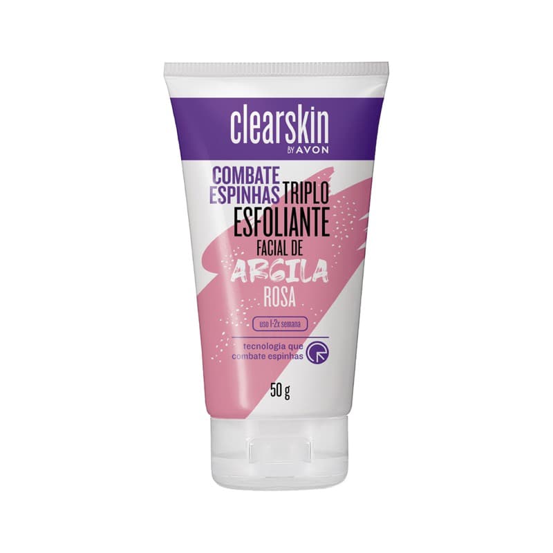 CLEARSKIN ESFOLIANTE FACIAL TRIPLA AÇÃO COM ARGILA ROSA 50G - VAL 11/26