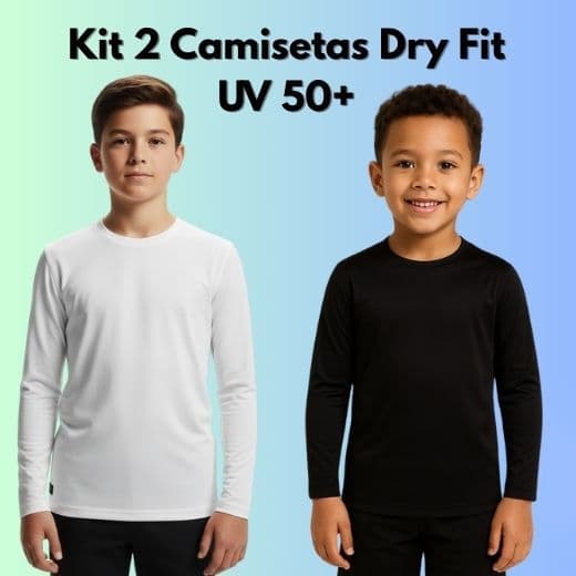 Kit 2 Camisetas Manga Longa Dry Fit UV 50+ Menino