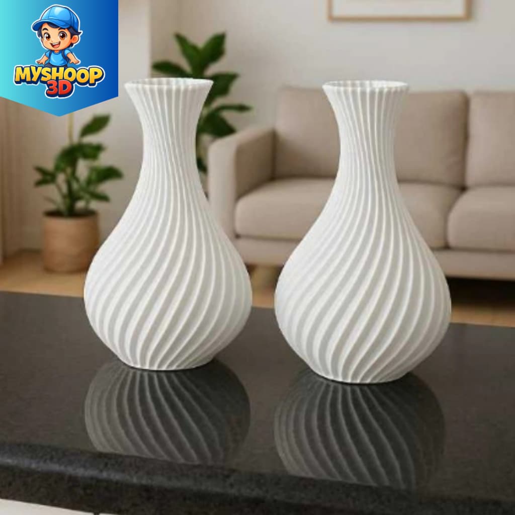Kit 2 Vasos Decorativos Minimalistas Modernos | Vaso Luxo Impressão 3D para Sala, Escritório e Quarto