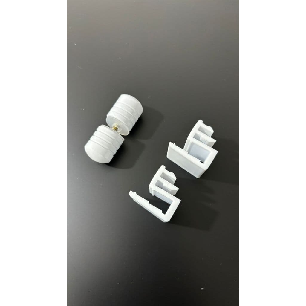 Kit 01 Puxador de Box + 02 Guias Box de Vidro Cor Branco