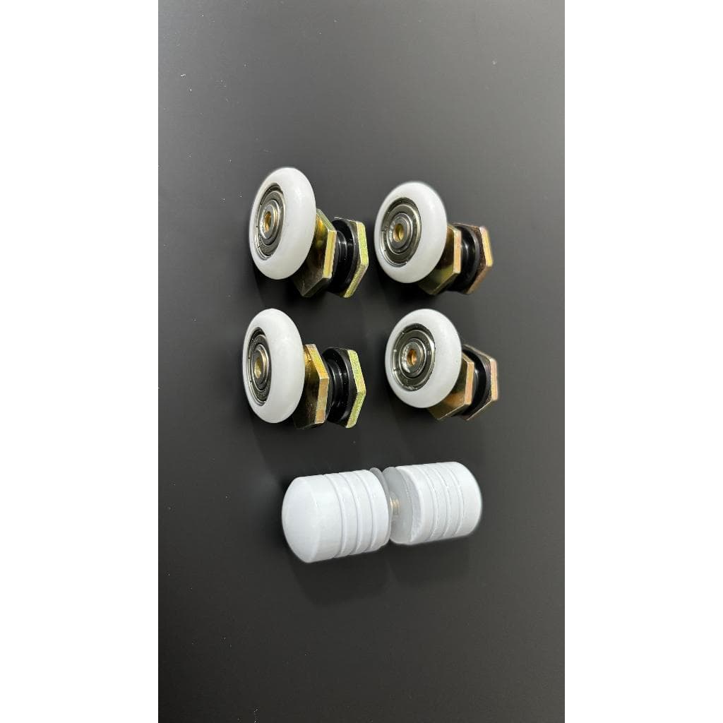 Kit Reparo 4 Roldanas 1 Puxador Box Janela Porta de Vidro Blindex 8 ou 10mm