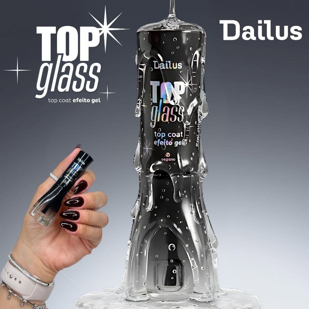 Top Glass Dailus Top Coat Efeito Gel Esmalte Atacado