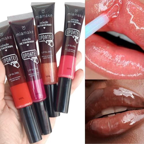 MiaMake Lip Gloss Ultra Brilho Glitter Com Cor Metaverso Hidratante