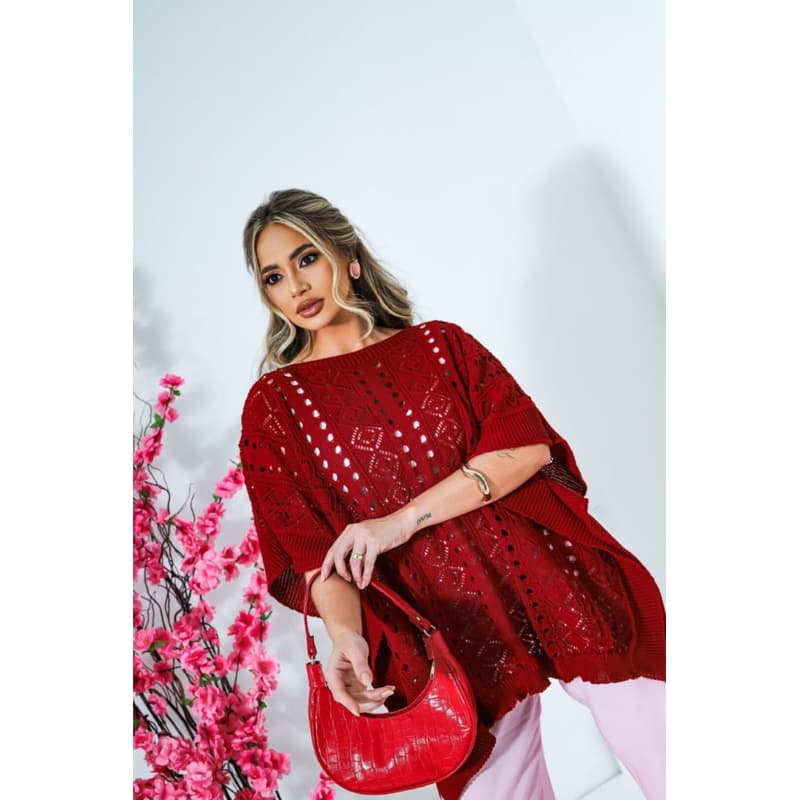 Blusa Ampla Feminina Larguinha ESTILOSA tricot Tramas Estilo Crochê veste do 40 ao 52/54
