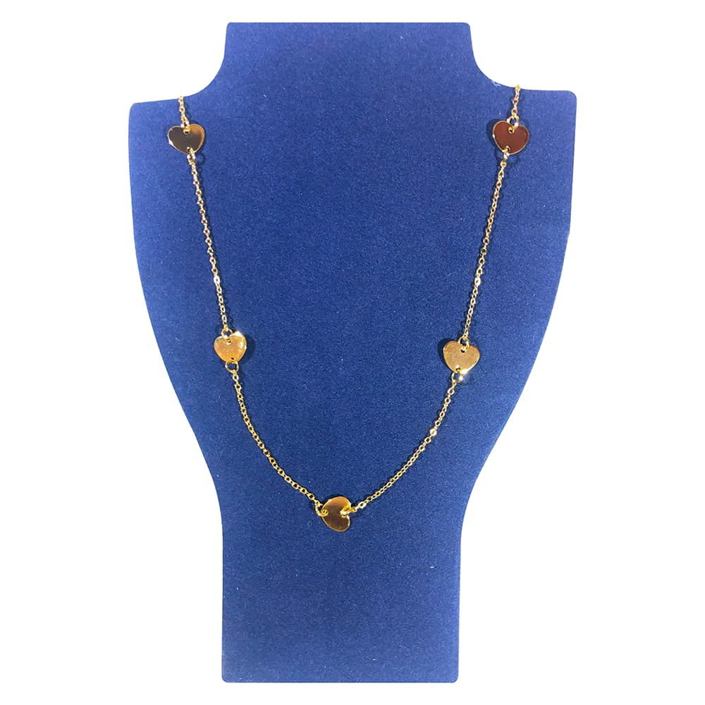 Colar Delicado Dourado Longo Folheado A Ouro Com Detalhes De Corações - Charmoso e elegante - Influencers - Hype