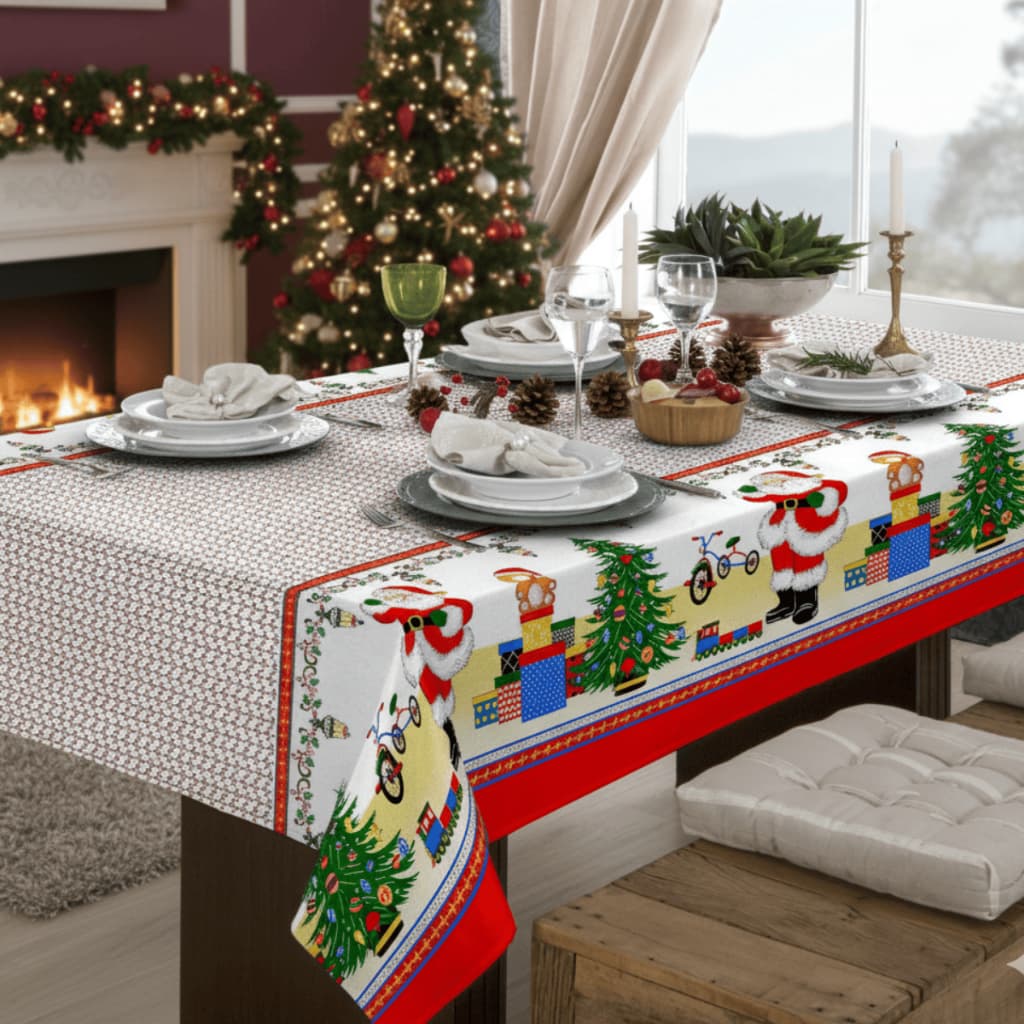 Toalha Para Mesa 4 Lugares Quadrada 1,40m x 1,40m Natal Decoração