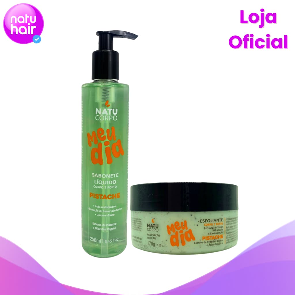 Sabonete Líquido Pistache 250ml + Esfoliante Pistache Natucorpo Meu Dia 170g