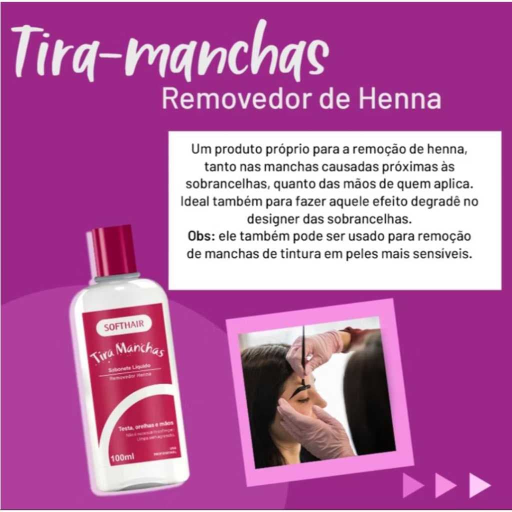 Kit 2 Tira Manchas Henna Sabonete Líquido Suaveness Soft Hair 100ml