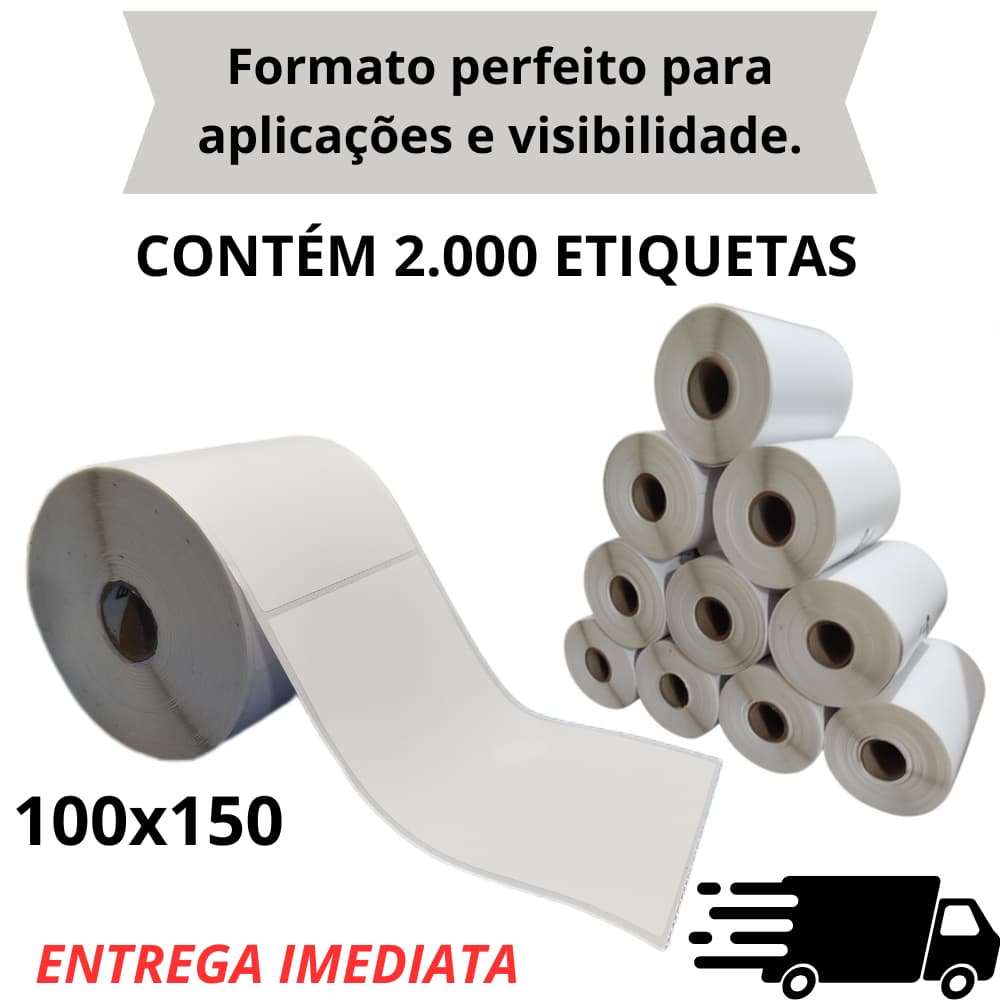 2.000 Etiquetas TÉRMICAS 100x150(10 rolos)zebra, Elgin, argox e mais