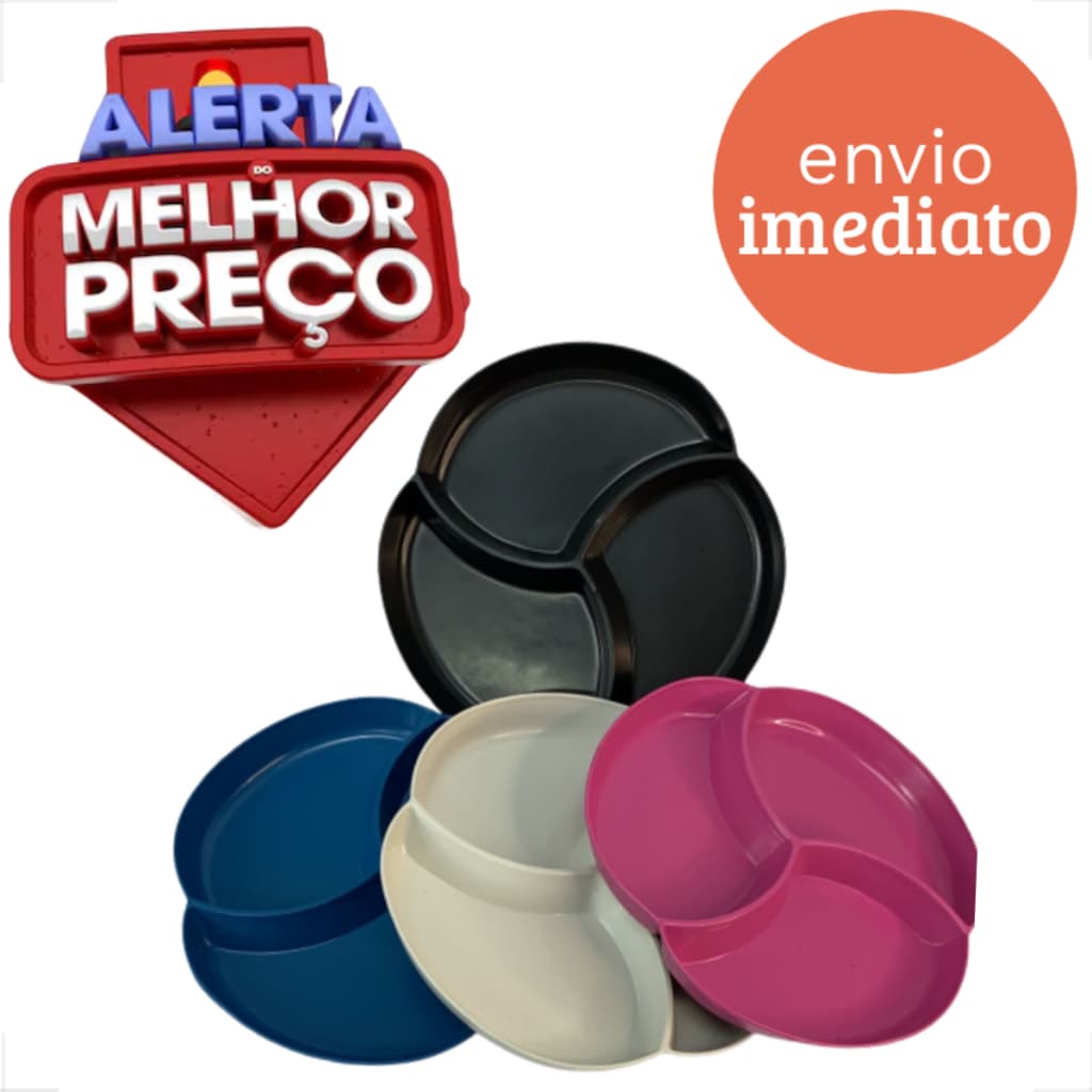 Kit Petisqueira com Divisória Plástico Festas Eventos Porções