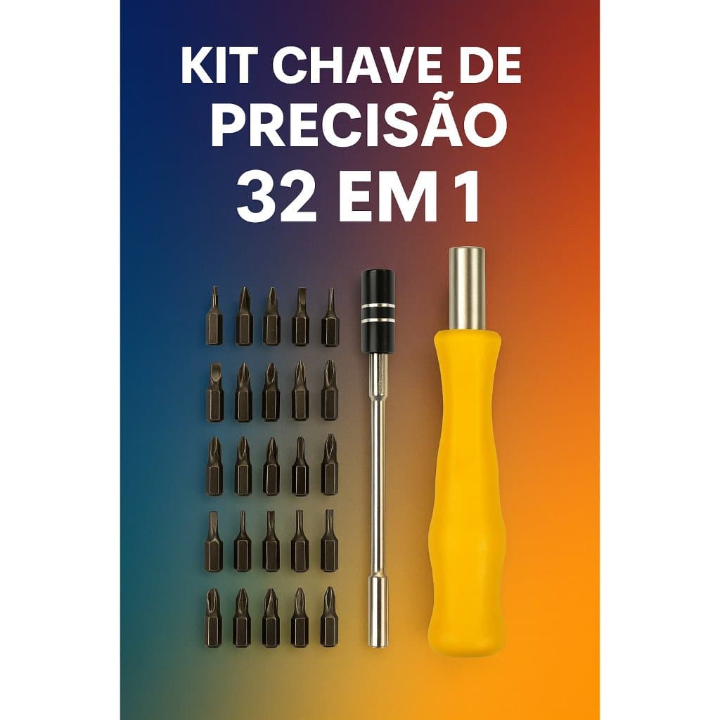 Kit Chave de Precisão Multiuso 32 em 1 Ferramenta Portátil P Celular, Relógio, Eletrônicos e Reparos