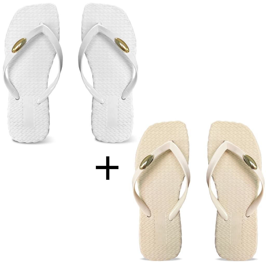 Kit 2 Chinelo Feminino Ortopédico Sandália Leve Alta