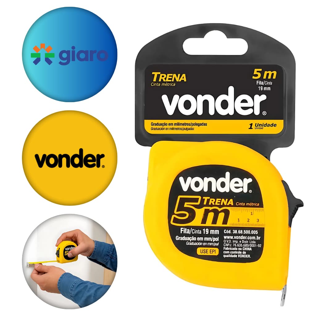 Trena 5m - Vonder - Fita Métrica 1 Unidade 19mm