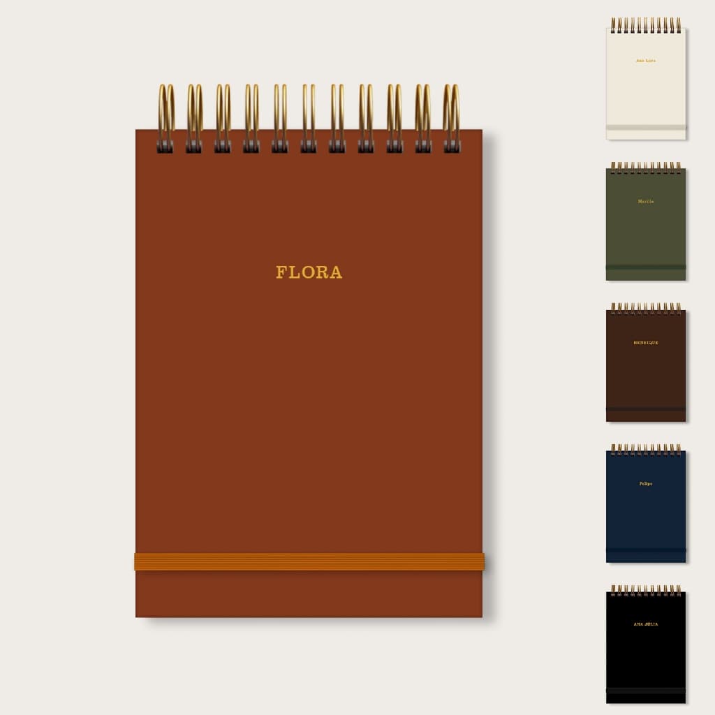 Bloco de Notas Clássico Luxo A5 15x21cm Personalizado em Hot Stamping Dourado Revestimento Percalux