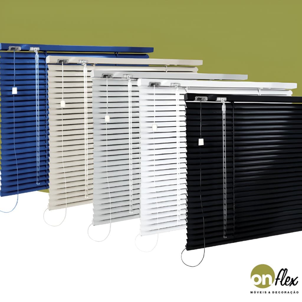 Persiana Horizontal 25mm de Alumínio Econômica Sob Medida Onflex – Azul, Bege, Branca, Cinza e Preta