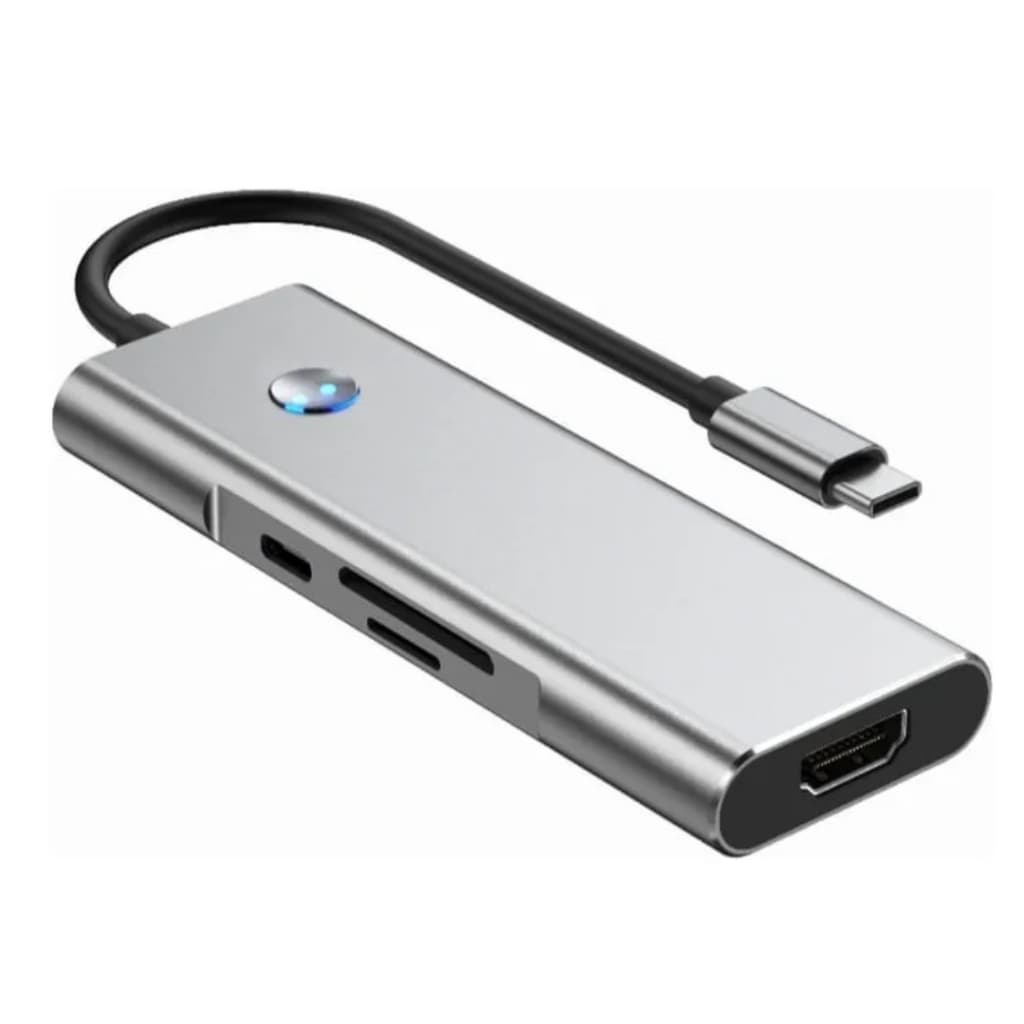 Hub Usb-c 9 Em 1 Hdmi Sd Tf Áudio Pd100w Rápido E Completo Cinza