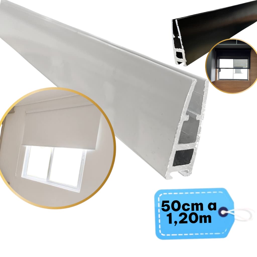 Kit Base Chata Cortina Instalação Persiana Rolo  Sem Tampas - 50cm até 1,20m