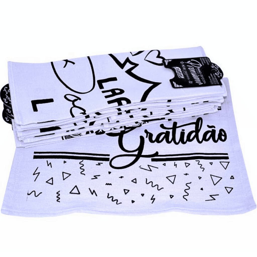 Pano de Prato Premium Pé de Galinha 45X66 - 6 unidades 370g/m2 100% Algodão para Cozinha