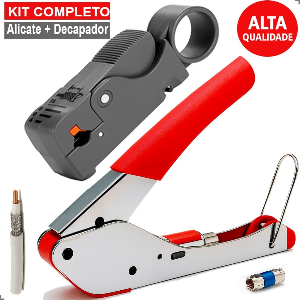 Alicate de Compressão RG6 RG59 + Decapador Cabo Coaxial TV Internet ou Itens Separados