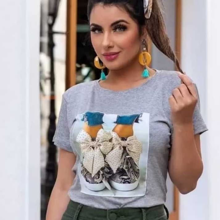 Blusa Femenina Manga Curta Tshirt Basica Blusinha