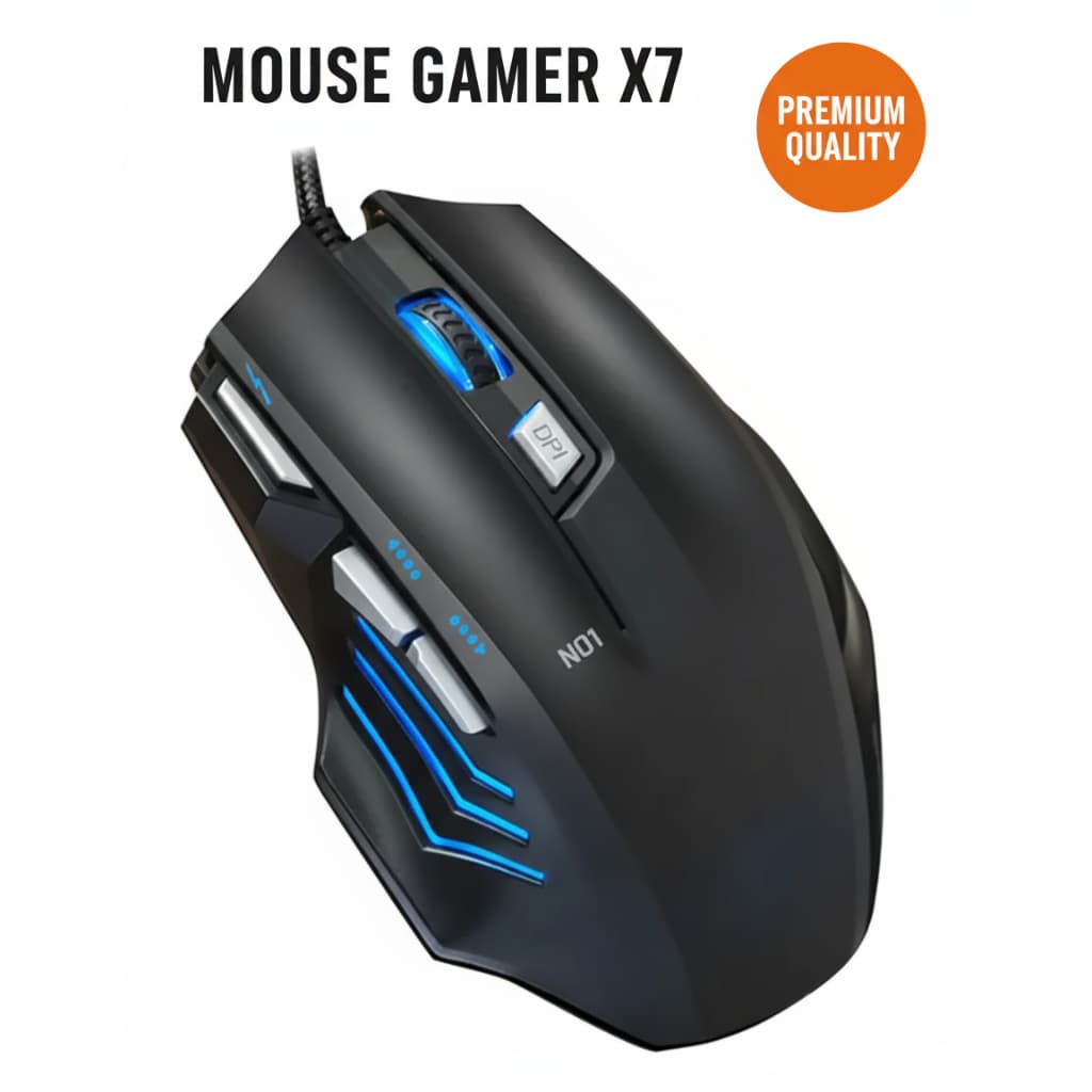 Mouse Gamer Com Fio Com 6 Botões LED RGB Ergonômico DPI 2400