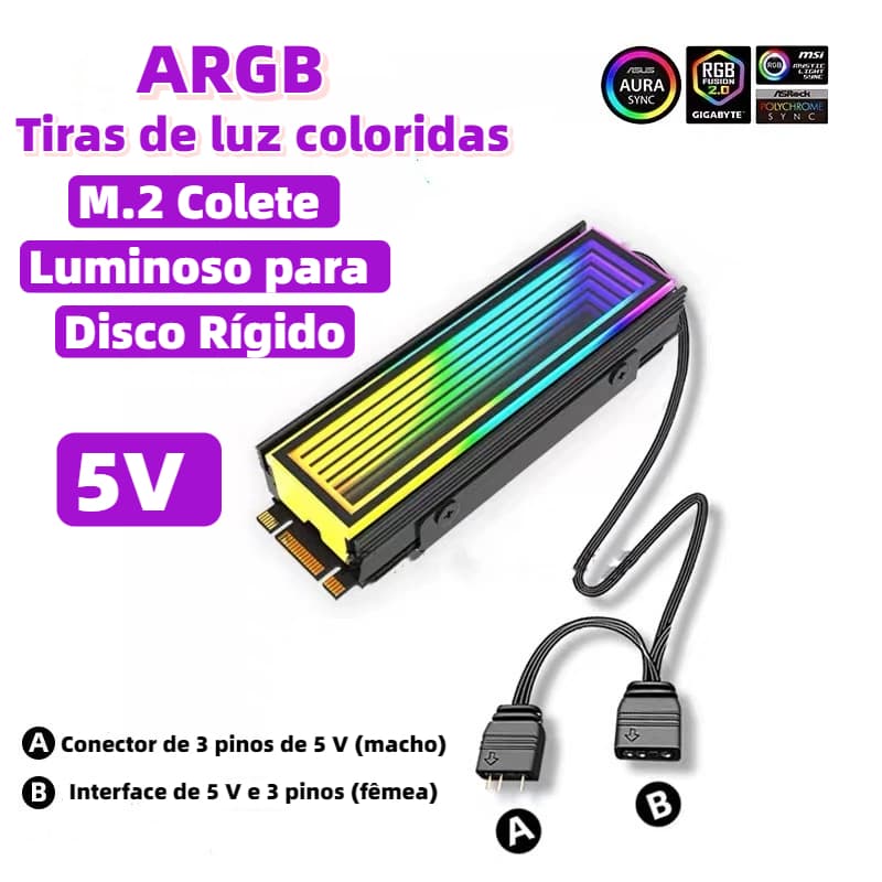 Dissipador de Calor Infinito M.2 Nvme Argb 2280 Radiador de computador 5V SSD Cooler AITEK CN510