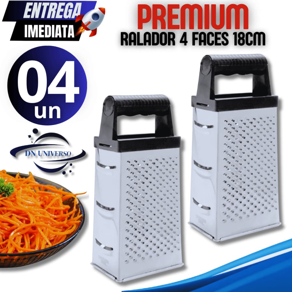 Jogo 04 Ralador 4 Faces Inox 18cm Resistencia e Durabilidade Para sua cozinha linha premium de alta Qualidade
